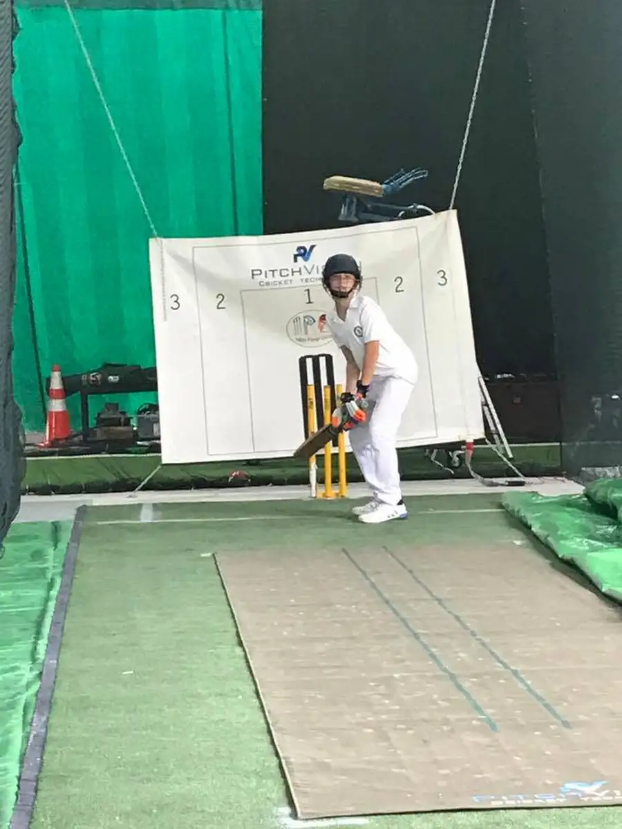 Cricket batting training session at UWSM Singapore with PitchVision analysis