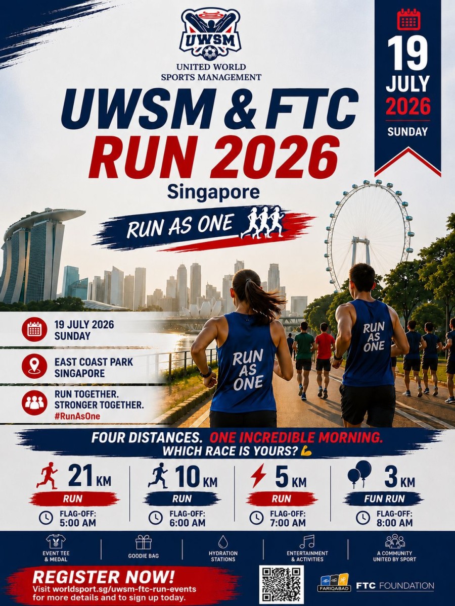 UWSM FTC Run 2026 finisher celebration Singapore