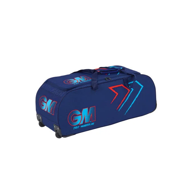 GM 707 WHEELIE CRICKET KIT BAG (BLUE/RED) 2024 view 3