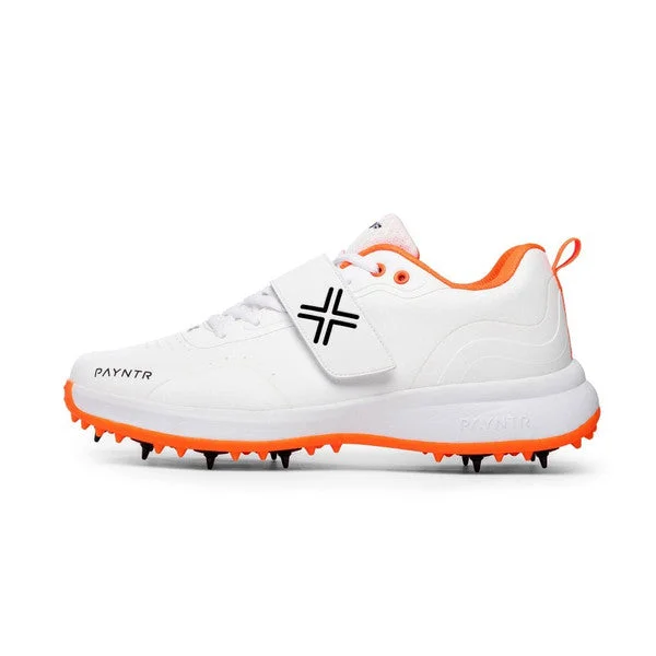 Payntr XPF -P6  Bowling Spike (White & Orange) Cricket Shoes view 2
