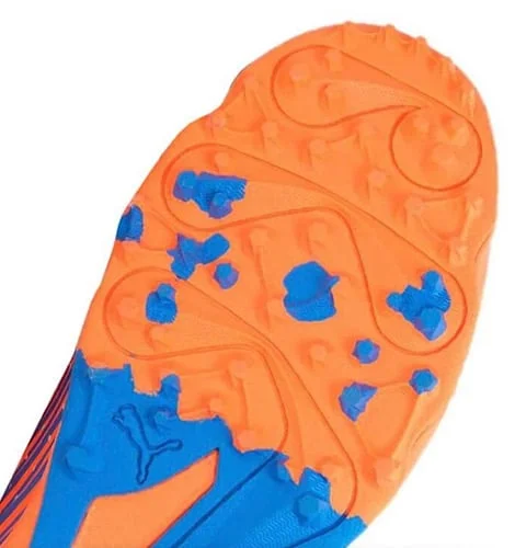Puma One8 22 FH VK Rubber Cricket Shoes Neon Citrus (Orange)/White Blue view 3