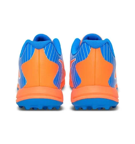 Puma One8 22 FH VK Rubber Cricket Shoes Neon Citrus (Orange)/White Blue view 4