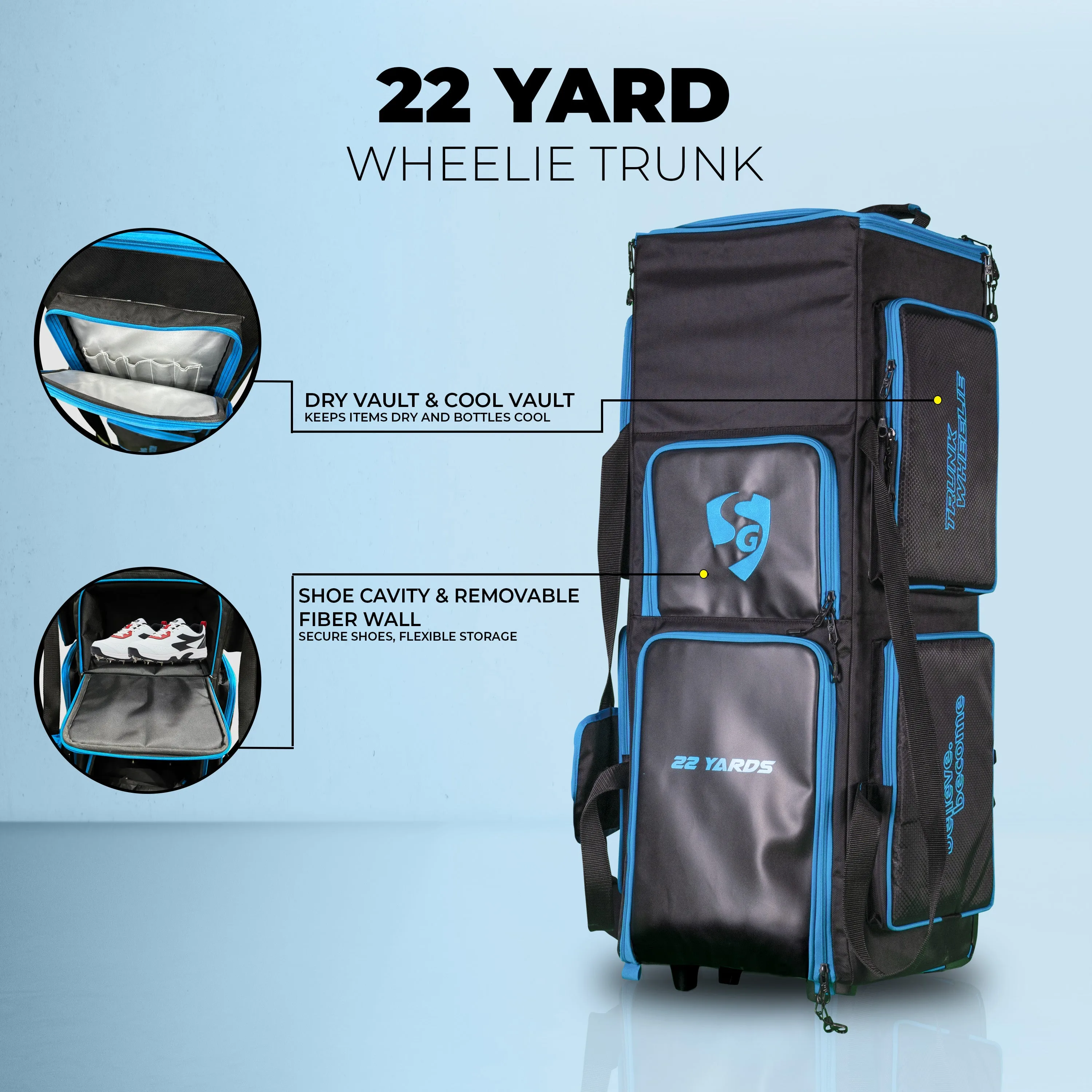 SG 22 Yard Wheelie Trunk Cricket Kit Bag view 2